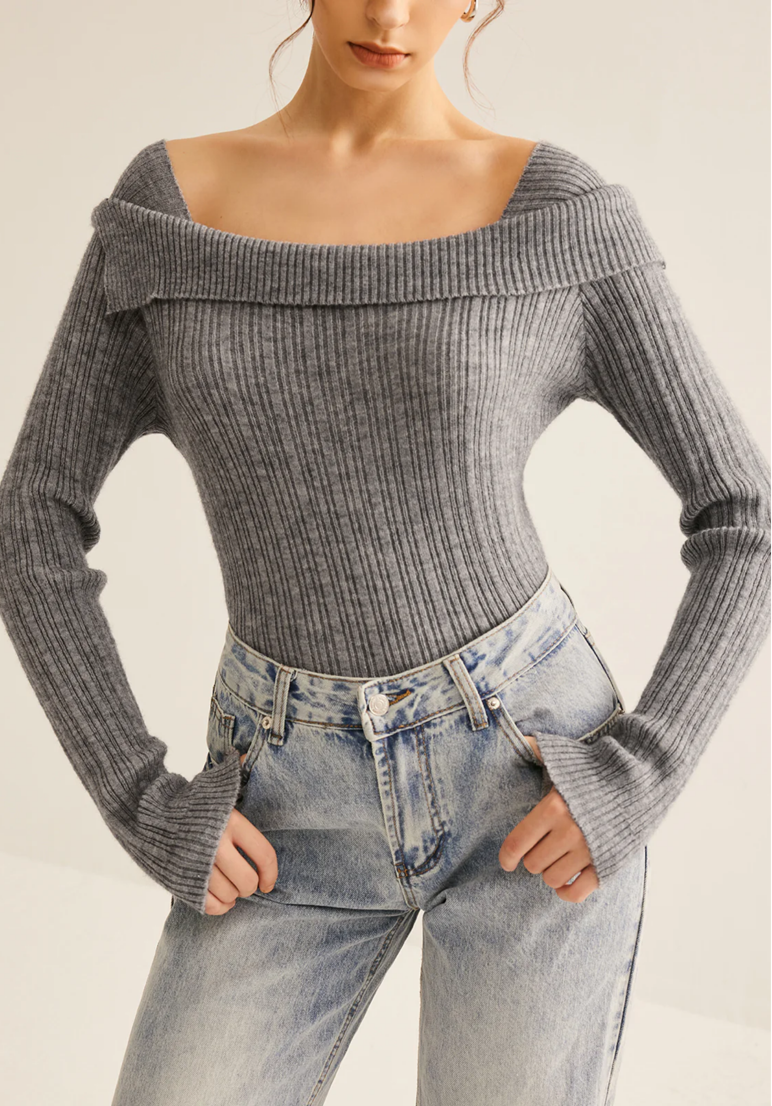 Geribbelde Slim Sweater®