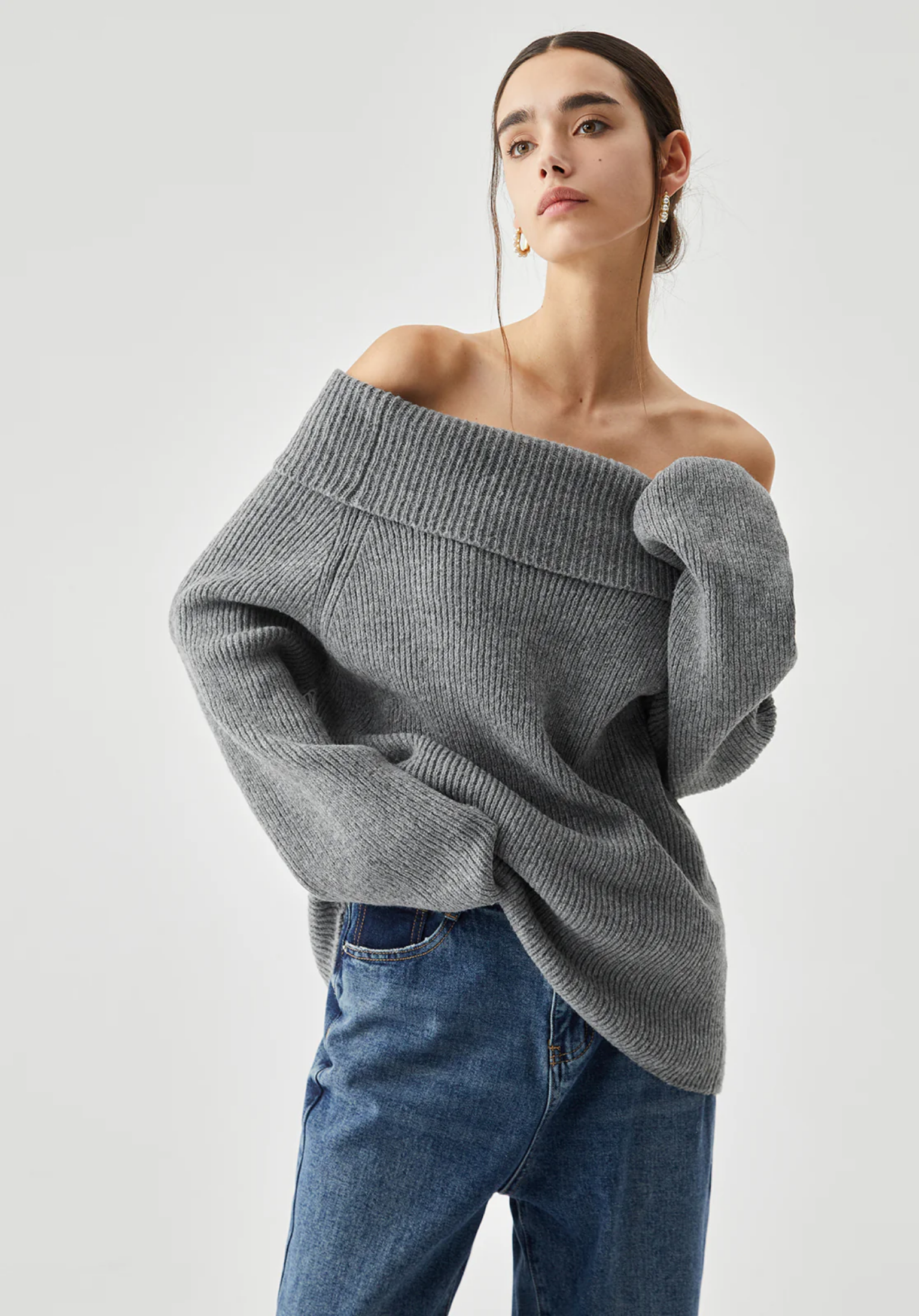 Gebreide off-shoulder trui®